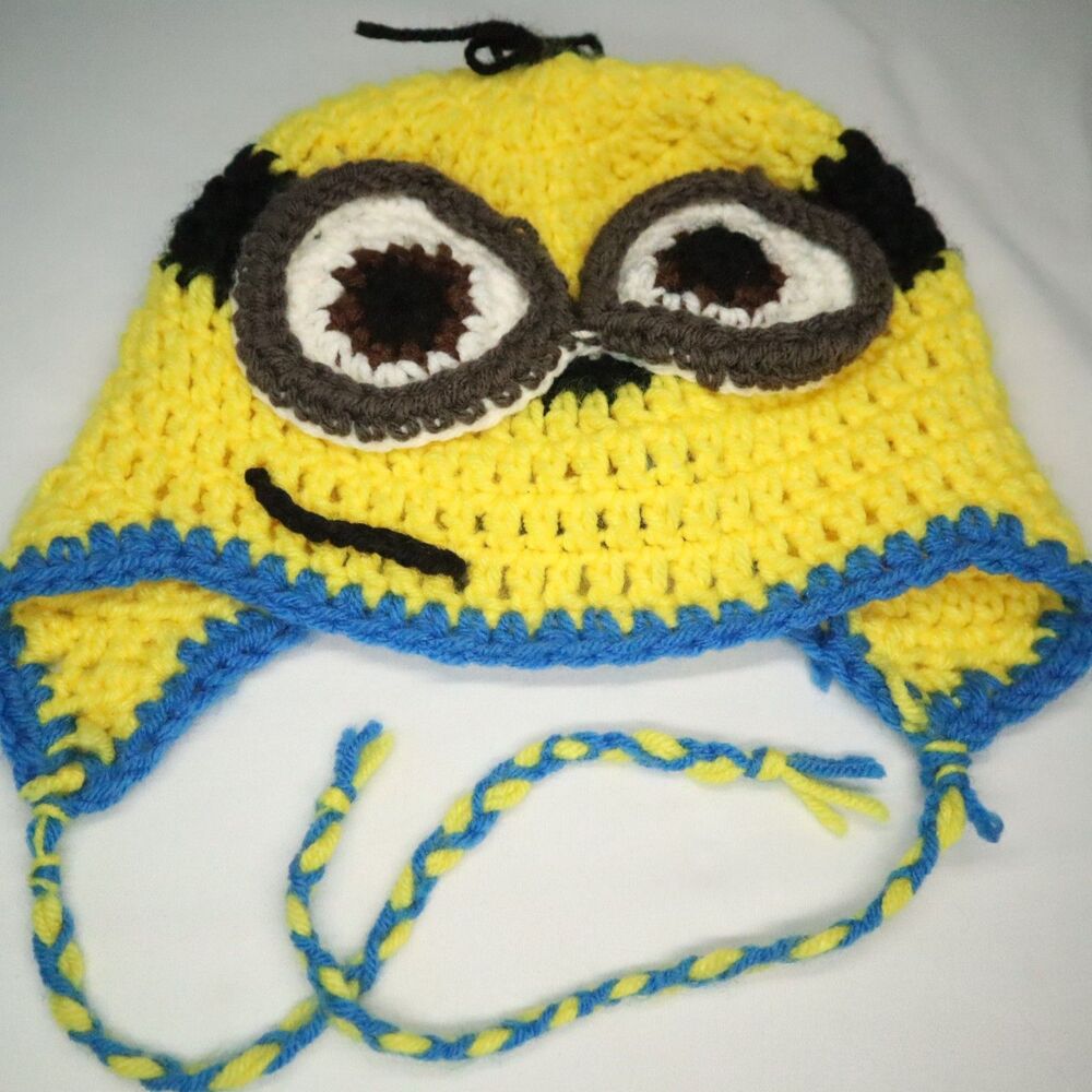 MINION Hat Crocheted Handmade Adult Size Costume